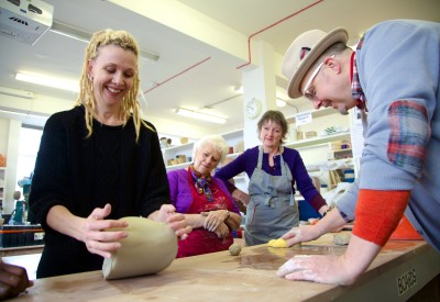 Students in a ceramics class