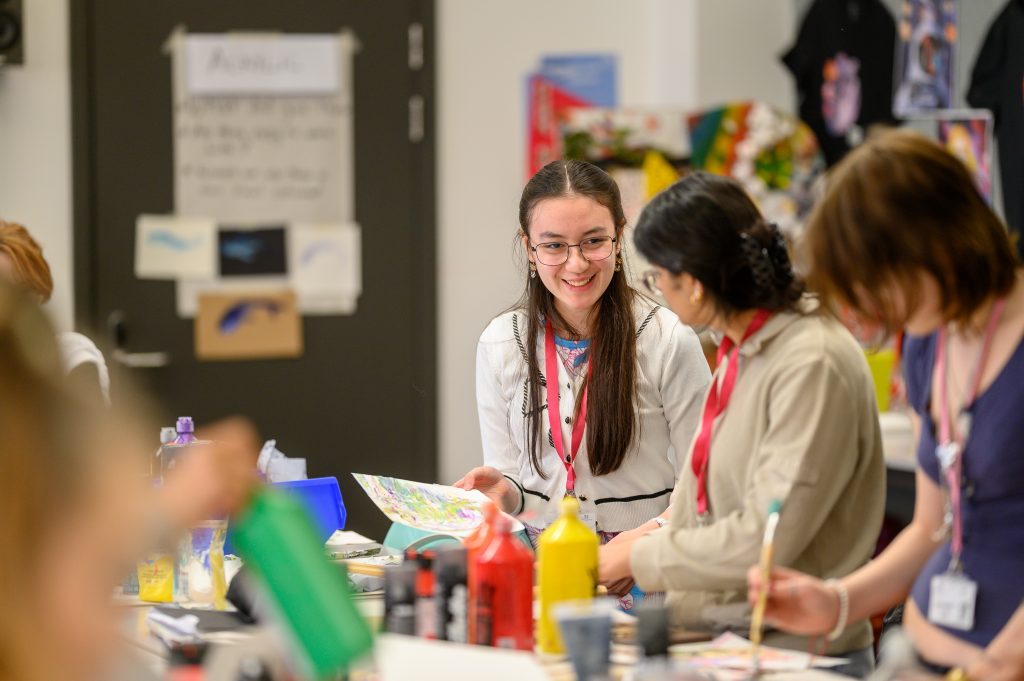 Students in art classroom.