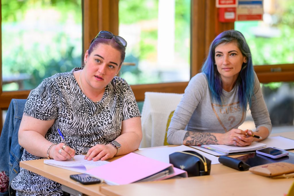 Language students in a classroom