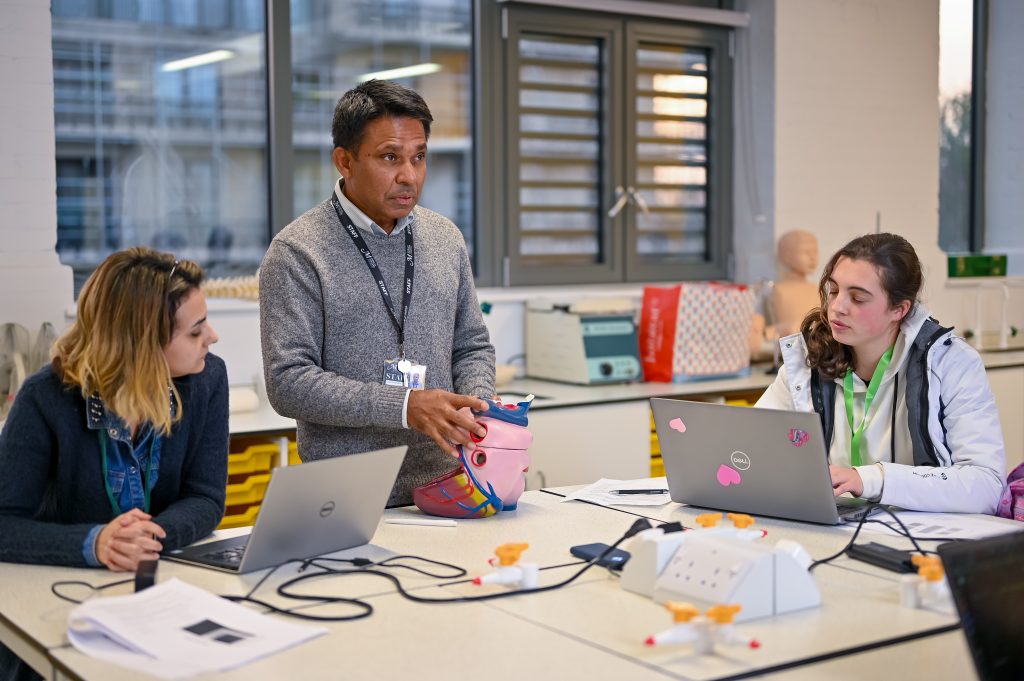 Students and teacher in a classroom