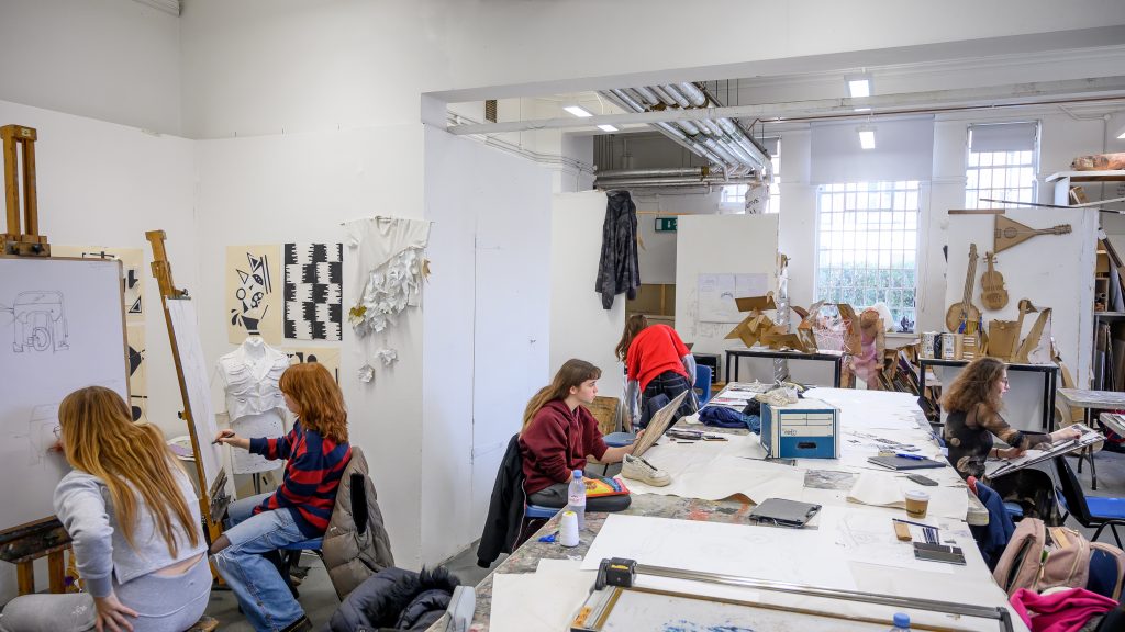 Students working in a art studio