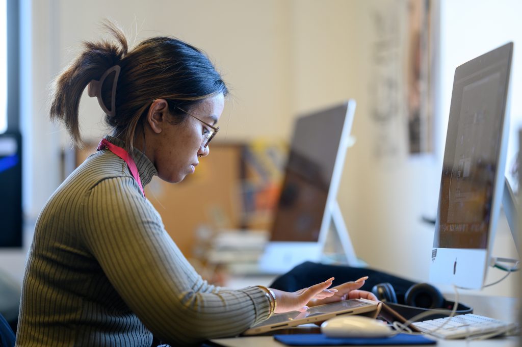 Student working on a Mac