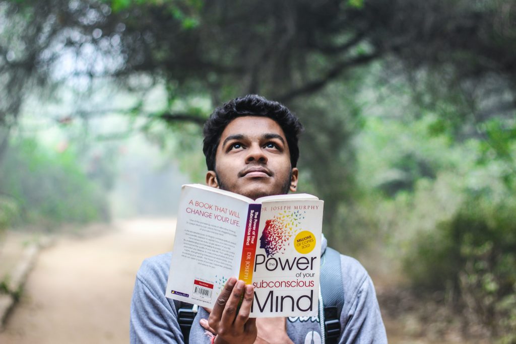 Student reading a book