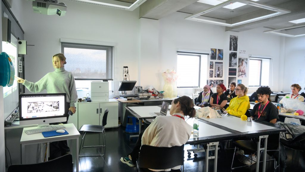 Teacher and students in a classroom